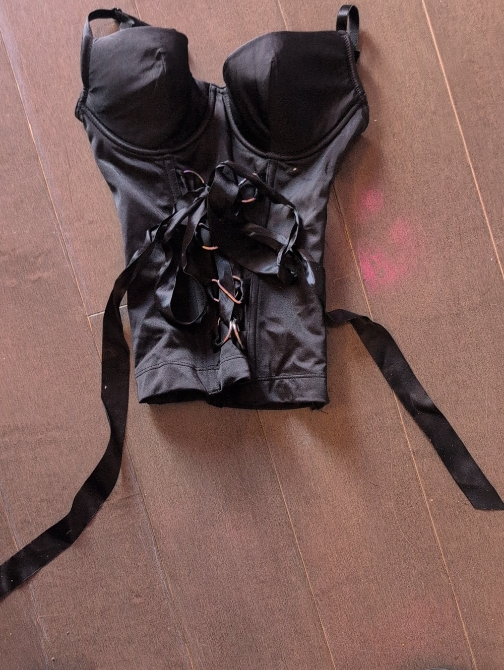 Victoria's Secret Black Lace-Up Bustier Top